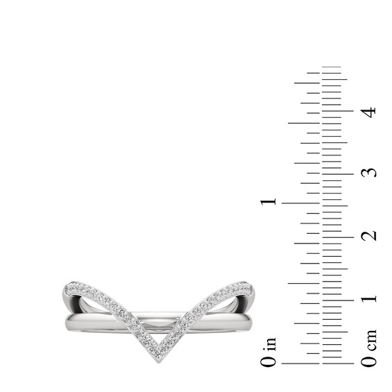 1/10 CT. T.w. Diamond Chevron Overlay Split Shank Ring in Sterling Silver