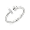 Thumbnail Image 1 of 1/15 CT. T.W. Lab-Grown Diamond Ball and Bar Open Shank Ring in Sterling Silver