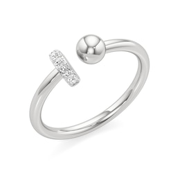 1/15 CT. T.W. Lab-Grown Diamond Ball and Bar Open Shank Ring in Sterling Silver