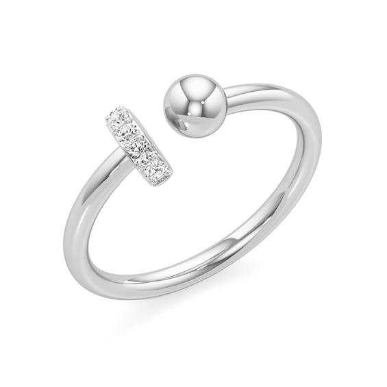 1/15 CT. T.w. Lab-Grown Diamond Ball and Bar Open Shank Ring in Sterling Silver