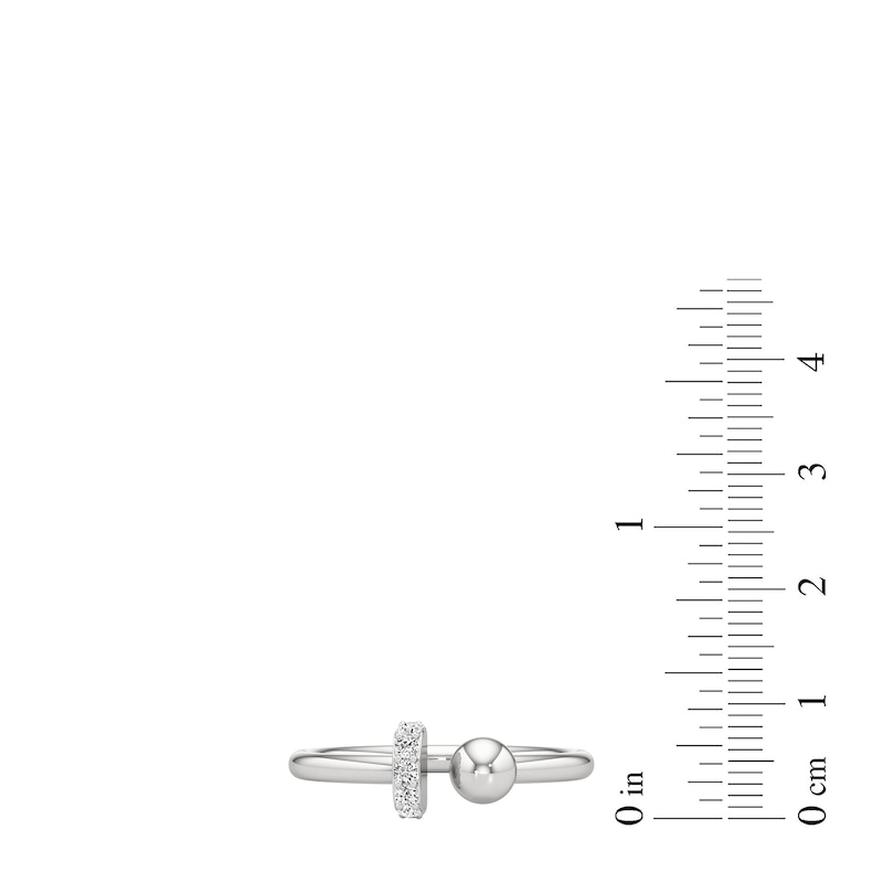 Main Image 2 of 1/15 CT. T.W. Lab-Grown Diamond Ball and Bar Open Shank Ring in Sterling Silver
