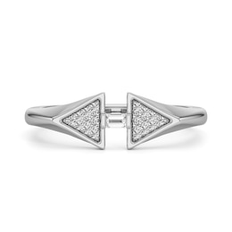1/10 CT. T.W. Baguette and Round Diamond Double Triangle Ring in Sterling Silver