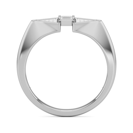 1/10 CT. T.w. Baguette and Round Diamond Double Triangle Ring in Sterling Silver