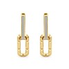 Thumbnail Image 1 of 1/10 CT. T.W. Diamond Oval Link Drop Hoop Earrings in Sterling Silver with 24K Gold Plate