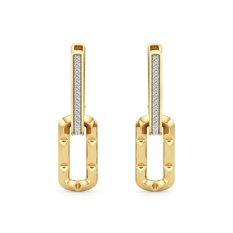 Main Image 1 of 1/10 CT. T.W. Diamond Oval Link Drop Hoop Earrings in Sterling Silver with 24K Gold Plate