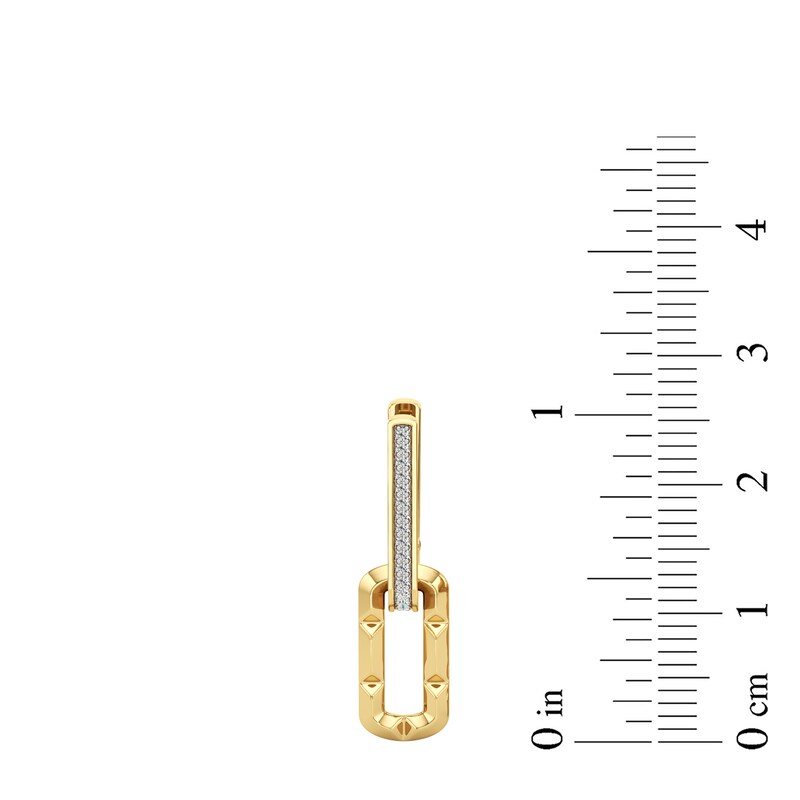 Main Image 2 of 1/10 CT. T.W. Diamond Oval Link Drop Hoop Earrings in Sterling Silver with 24K Gold Plate