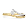 Thumbnail Image 1 of 1/10 CT. T.W. Multi-Diamond Wave Split Shank Ring in Sterling Silver with 24K Gold Plate