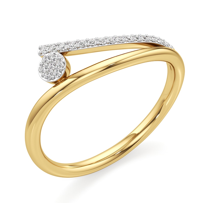 Main Image 2 of 1/10 CT. T.W. Multi-Diamond Wave Split Shank Ring in Sterling Silver with 24K Gold Plate