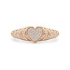 Thumbnail Image 1 of 1/6 CT. T.W. Heart-Shaped Multi-Diamond Ribbed Shank Ring in Sterling Silver with 24K Rose Gold Plate