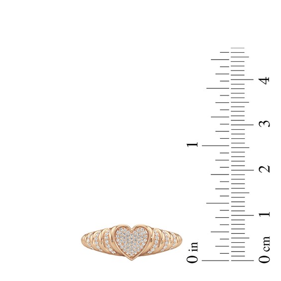1/6 CT. T.w. Heart-Shaped Multi-Diamond Ribbed Shank Ring in Sterling Silver with 24K Rose Gold Plate