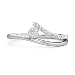 1/10 CT. T.W. Multi-Diamond Wave Split Shank Ring in Sterling Silver
