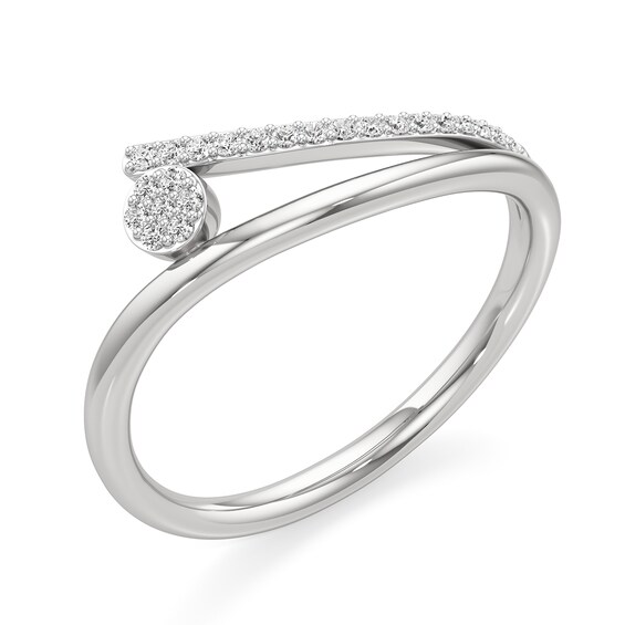 1/10 CT. T.w. Multi-Diamond Wave Split Shank Ring in Sterling Silver