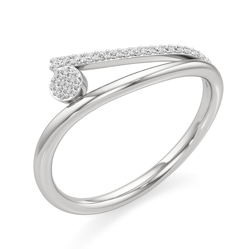 Main Image 2 of 1/10 CT. T.W. Multi-Diamond Wave Split Shank Ring in Sterling Silver