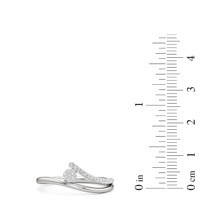 Main Image 3 of 1/10 CT. T.W. Multi-Diamond Wave Split Shank Ring in Sterling Silver