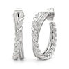 Thumbnail Image 1 of 1/4 CT. T.W. Diamond Braid Crossover Open Hoop Earrings in Sterling Silver
