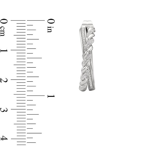 1/4 CT. T.w. Diamond Braid Crossover Open Hoop Earrings in Sterling Silver