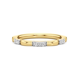 1/6 CT. T.W. Lab-Grown Diamond Alternating Scallop Ring in Sterling Silver with 24K Gold Plate