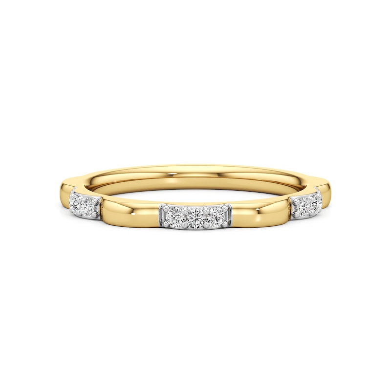 Main Image 1 of 1/6 CT. T.W. Lab-Grown Diamond Alternating Scallop Ring in Sterling Silver with 24K Gold Plate