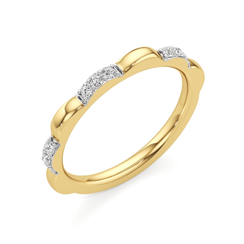 Main Image 2 of 1/6 CT. T.W. Lab-Grown Diamond Alternating Scallop Ring in Sterling Silver with 24K Gold Plate