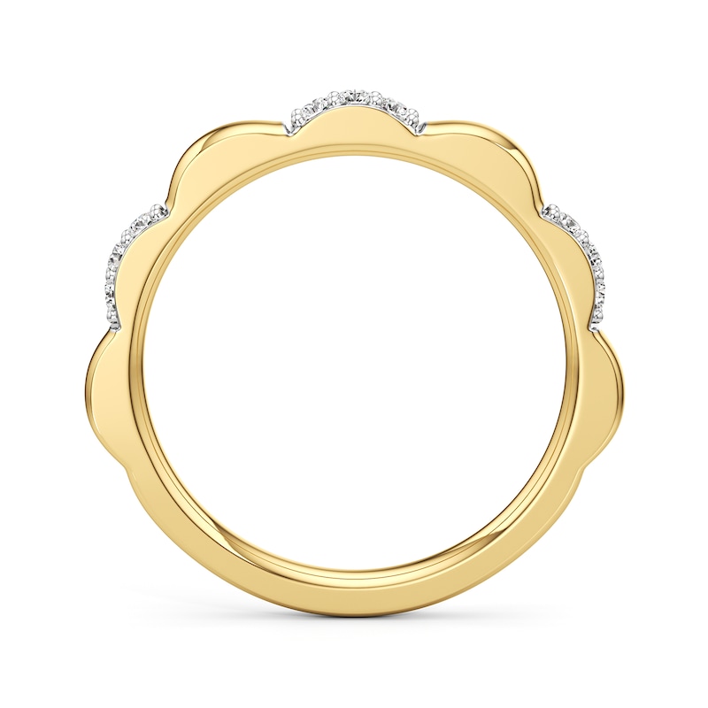 Main Image 3 of 1/6 CT. T.W. Lab-Grown Diamond Alternating Scallop Ring in Sterling Silver with 24K Gold Plate