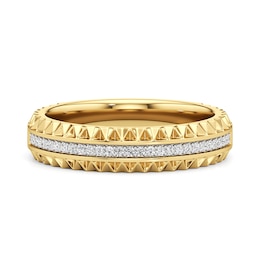 1/10 CT. T.W. Diamond Textured Triple Row Ring in Sterling Silver with 24K Gold Plate