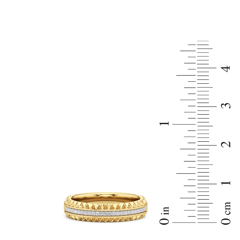 Main Image 2 of 1/10 CT. T.W. Diamond Textured Triple Row Ring in Sterling Silver with 24K Gold Plate