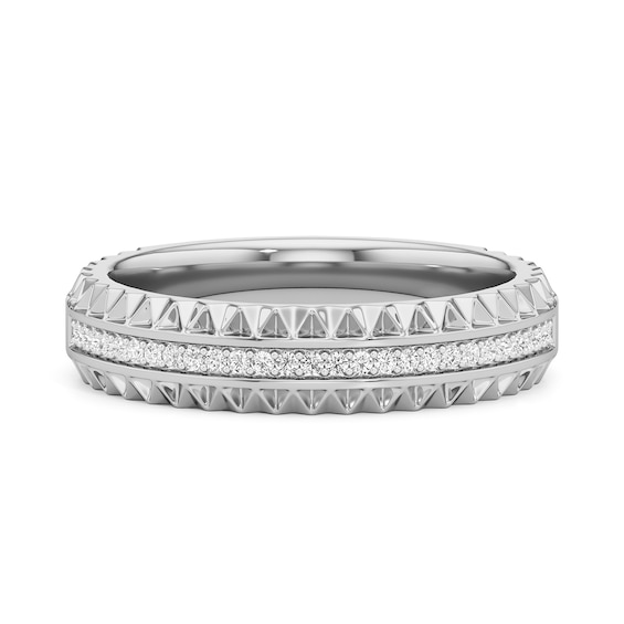 1/10 CT. T.w. Diamond Textured Triple Row Ring in Sterling Silver