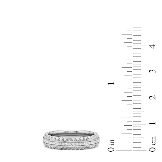 1/10 CT. T.w. Diamond Textured Triple Row Ring in Sterling Silver