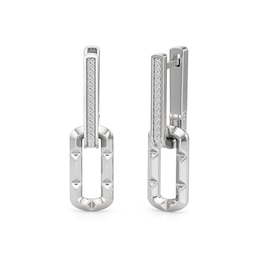 1/10 CT. T.W. Diamond Oval Link Drop Hoop Earrings in Sterling Silver