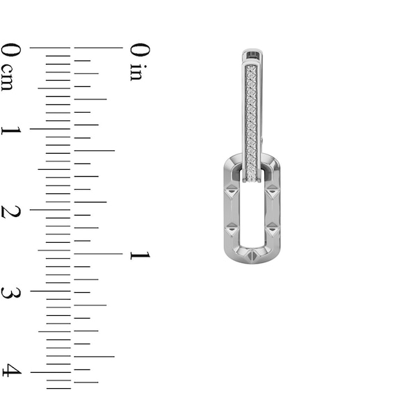 1/10 CT. T.w. Diamond Oval Link Drop Hoop Earrings in Sterling Silver