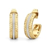 Thumbnail Image 1 of 1/10 CT. T.W. Diamond Textured Triple Row Open Hoop Earrings in Sterling Silver with 24K Gold Plate
