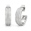 Thumbnail Image 1 of 1/10 CT. T.W. Diamond Textured Triple Row Open Hoop Earrings in Sterling Silver
