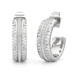 1/10 CT. T.W. Diamond Textured Triple Row Open Hoop Earrings in Sterling Silver