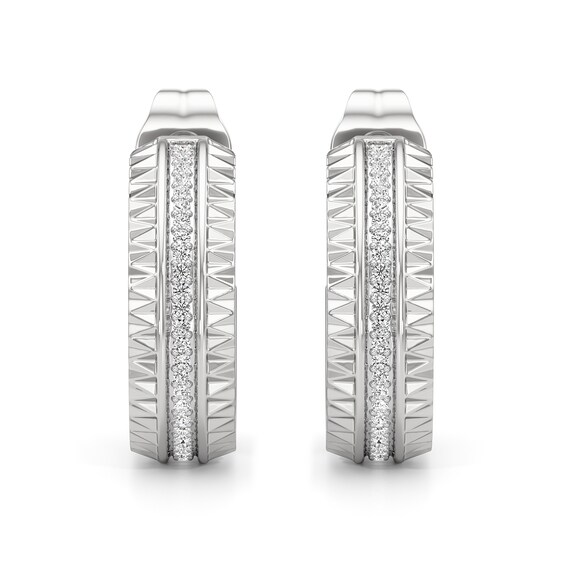 1/10 CT. T.w. Diamond Textured Triple Row Open Hoop Earrings in Sterling Silver