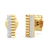 Thumbnail Image 1 of 1/20 CT. T.W. Diamond Ribbed Double Row Stud Earrings in Sterling Silver with 24K Gold Plate