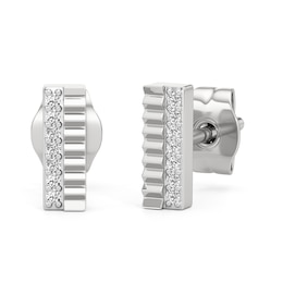 1/20 CT. T.W. Diamond Ribbed Double Row Stud Earrings in Sterling Silver