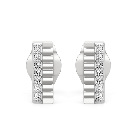 1/20 CT. T.w. Diamond Ribbed Double Row Stud Earrings in Sterling Silver