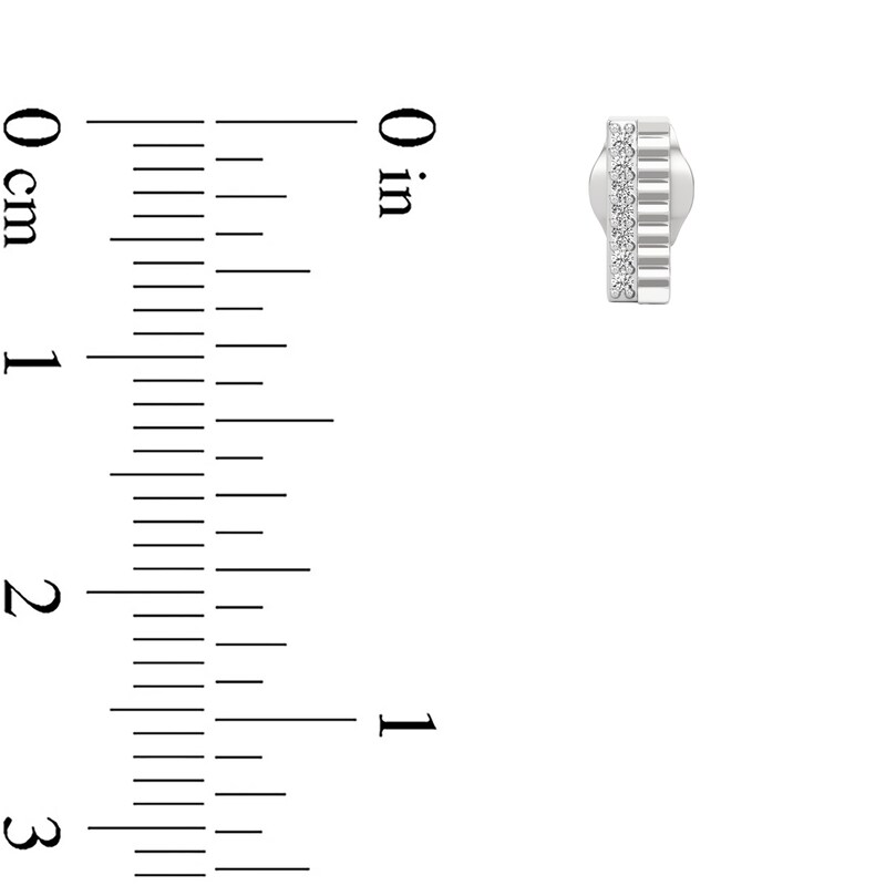 Main Image 3 of 1/20 CT. T.W. Diamond Ribbed Double Row Stud Earrings in Sterling Silver