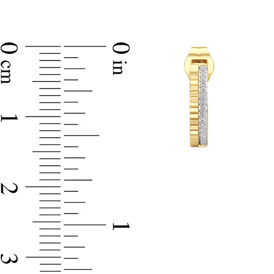 1/10 CT. T.w. Diamond Ribbed Double Row Open Hoop Earrings in Sterling Silver with 24K Gold Plate