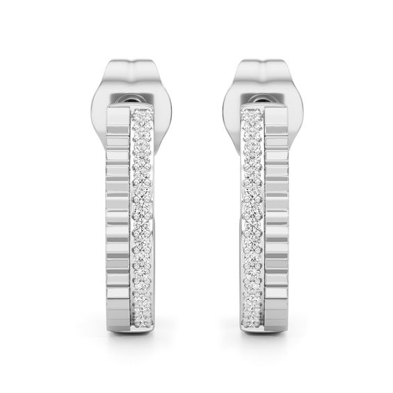 1/10 CT. T.w. Diamond Ribbed Double Row Open Hoop Earrings in Sterling Silver