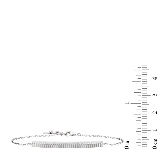 1/15 CT. T.w. Diamond Ribbed Double Row Bar Bracelet in Sterling Silver - 7.25"