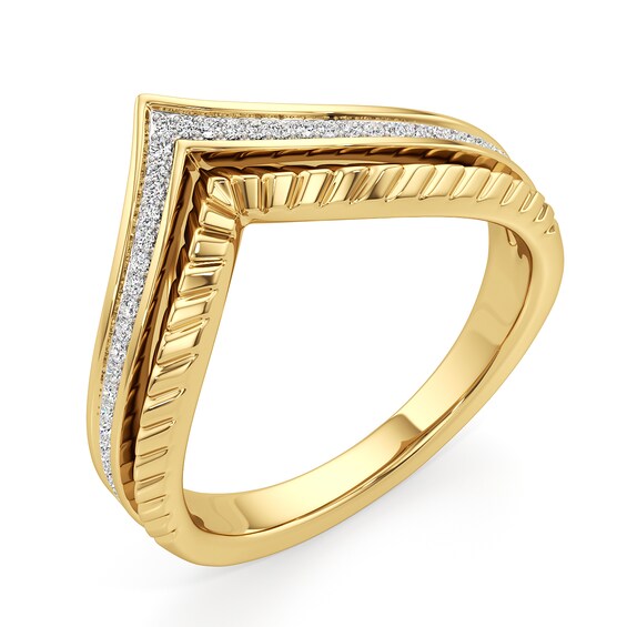 1/10 CT. T.w. Diamond Textured Crown Ring Sterling Silver with 24K Gold Plate