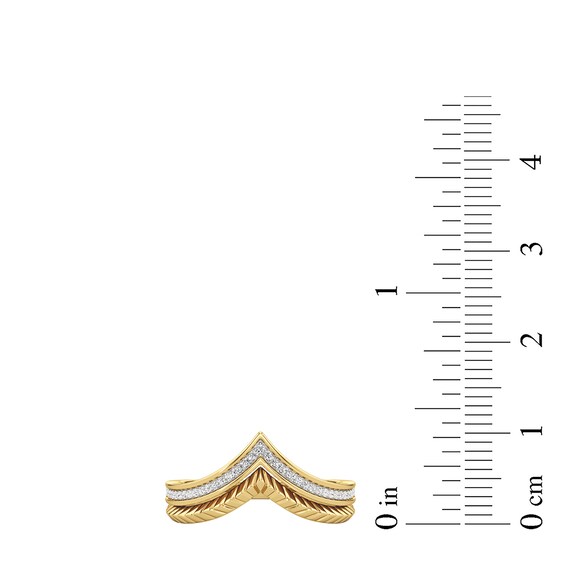 1/10 CT. T.w. Diamond Textured Crown Ring Sterling Silver with 24K Gold Plate