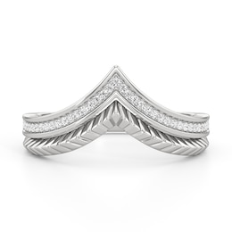 1/10 CT. T.W. Diamond Textured Crown Ring in Sterling Silver