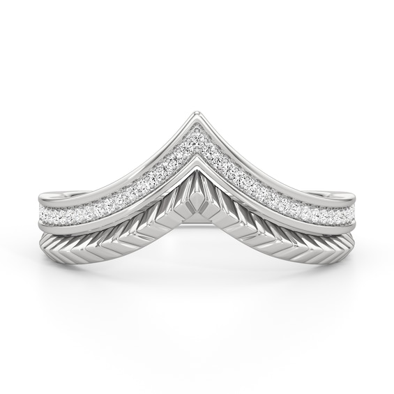 1/10 CT. T.w. Diamond Textured Crown Ring in Sterling Silver
