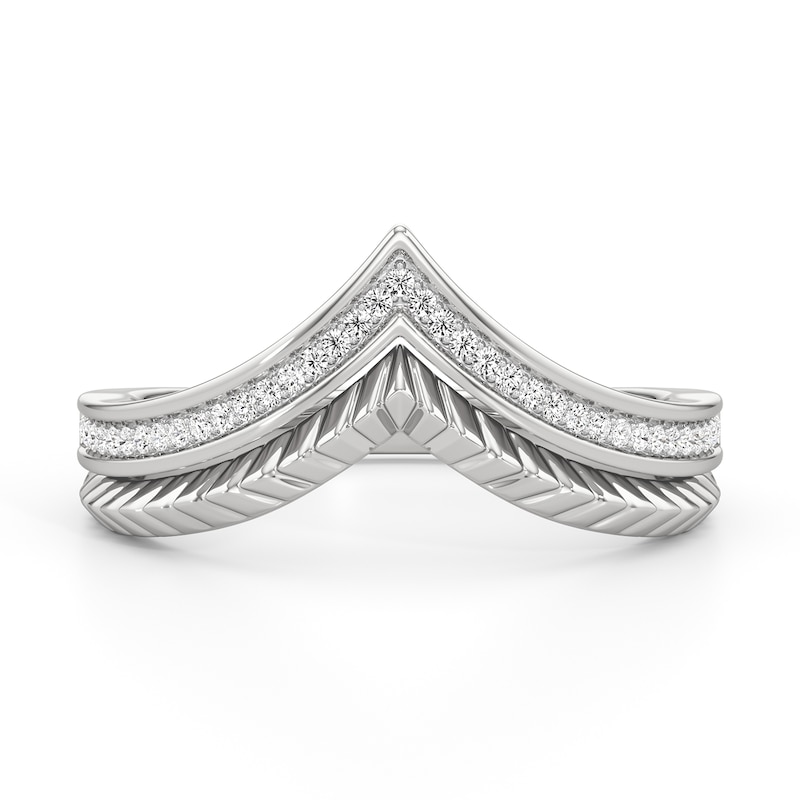 Main Image 1 of 1/10 CT. T.W. Diamond Textured Crown Ring in Sterling Silver
