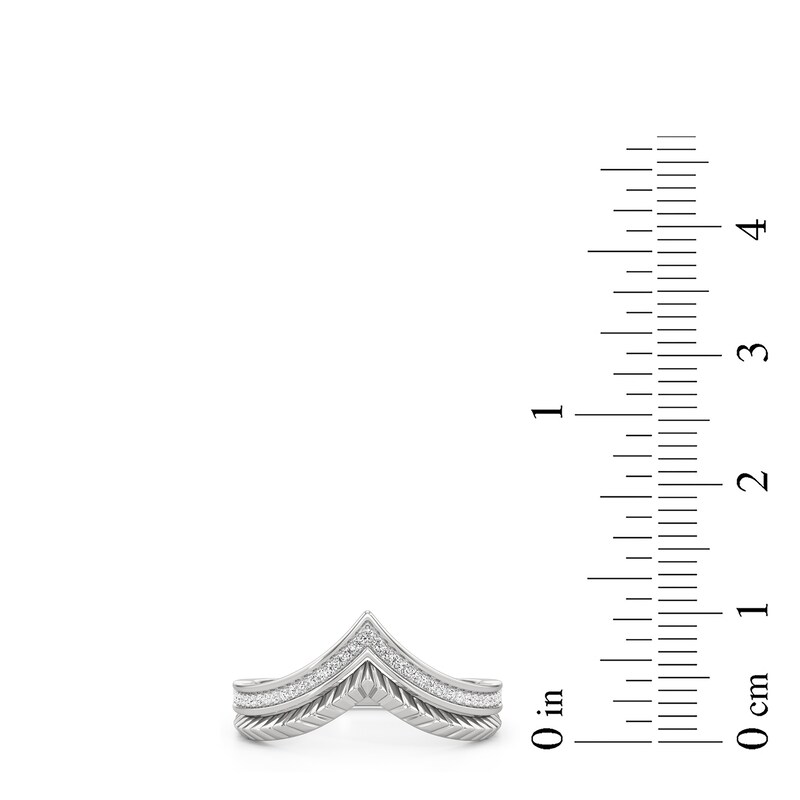 Main Image 3 of 1/10 CT. T.W. Diamond Textured Crown Ring in Sterling Silver