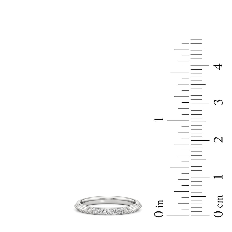 Main Image 3 of 1/10 CT. T.W. Lab-Grown Diamond Knife Edge Chevron Pattern Ring in Sterling Silver