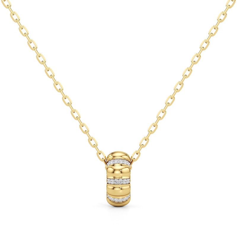 Main Image 1 of 1/10 CT. T.W. Diamond Textured Puff Drop Pendant in Sterling Silver with 24K Gold Plate