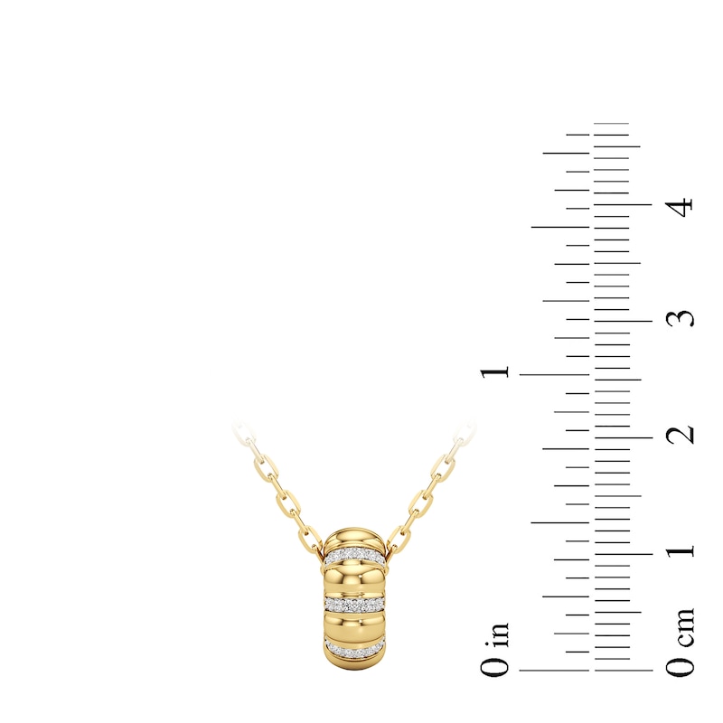 Main Image 3 of 1/10 CT. T.W. Diamond Textured Puff Drop Pendant in Sterling Silver with 24K Gold Plate